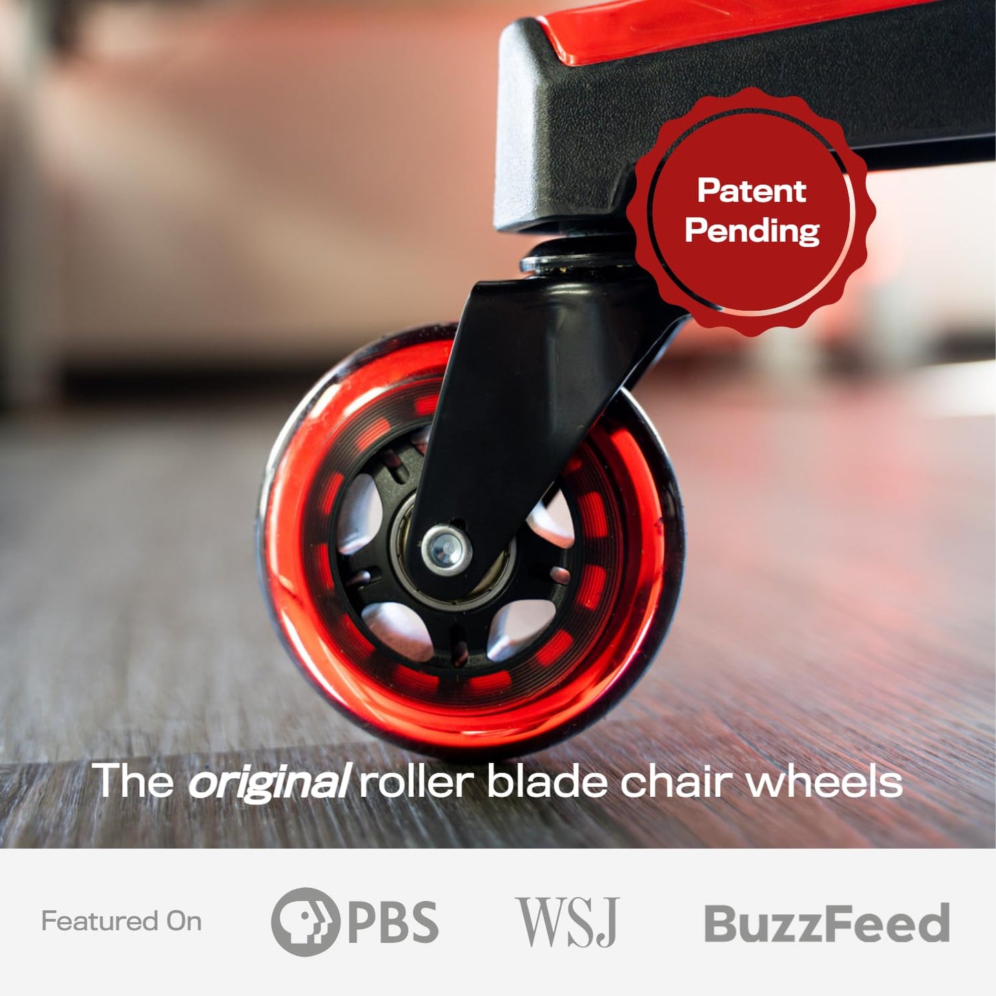 Original Rollerblade Office Chair Wheels - Smooth, Quiet Casters for Hardwood & Carpet - Easy Universal Fit - Set of 5