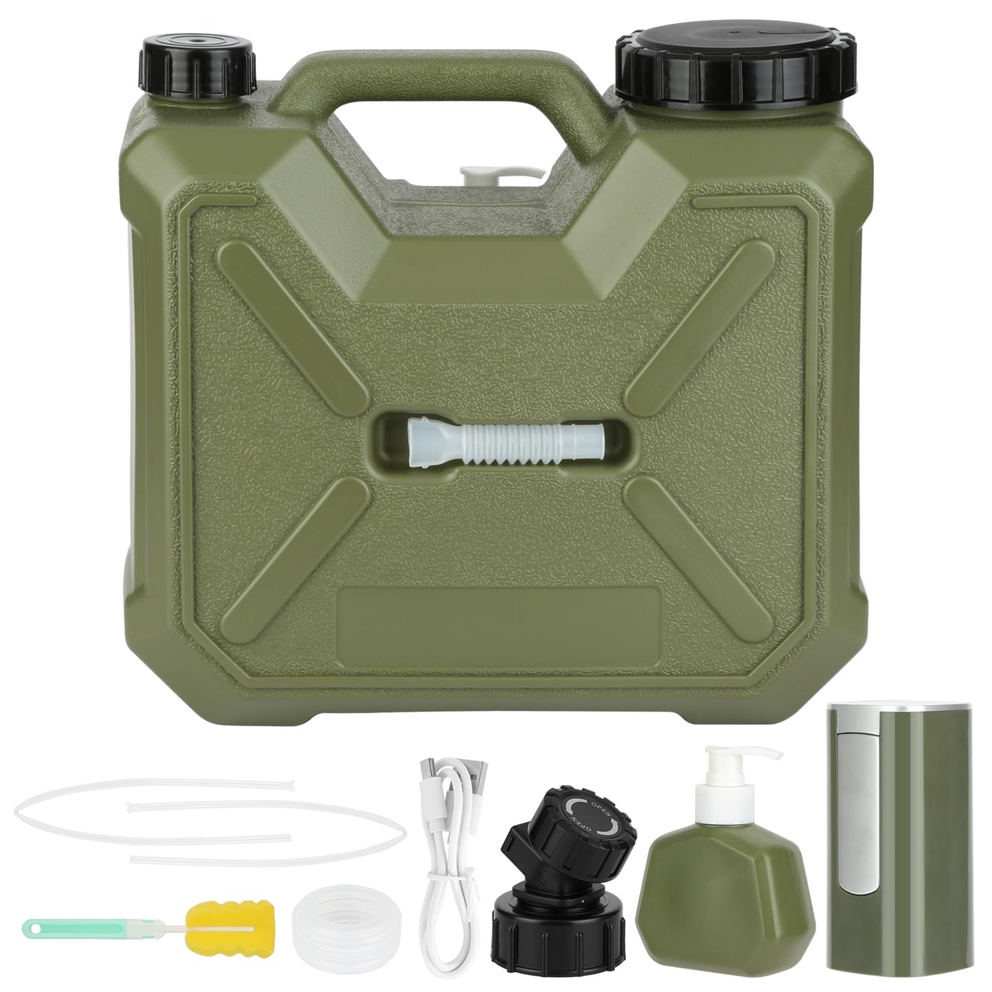 Bilbear 3.2 Gallon Water Container with Spigot,Water Jug with Touch Control Water Pump,Rechargeable Water Dispenser Pump,Portable Camping Water Tank Emergency Water Storage for Outdoor Picnic Hiking