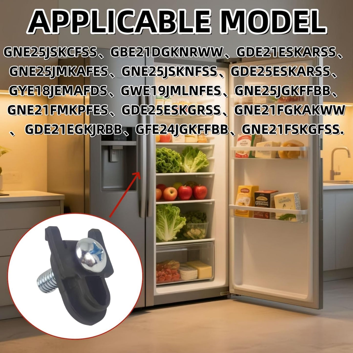 WR01X39781 Refrigerator Door Handle Fastener (2-Pack) – Compatible with GE Freezer & Refrigerator Handles – Replaces AP7175647, WR01X25070 – Durable Black Replacement Parts