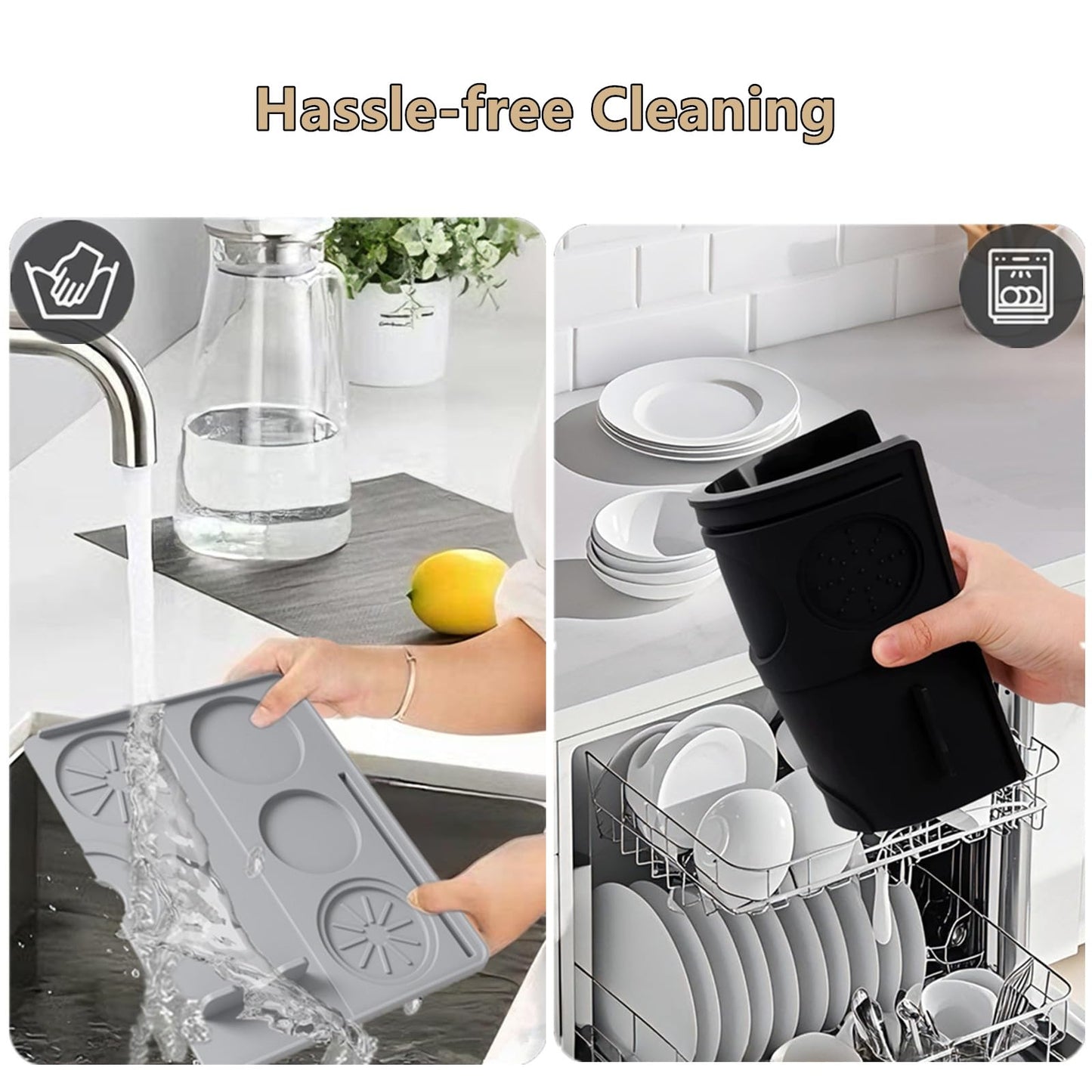 Espresso Tamping Mat, Coffee Tamper Mat, Espresso Mat for Counter, Silicone Tamper Mat, Food-grade, Non-Slip, Waterproof, Heat Resistant (Black, 25x20cm)