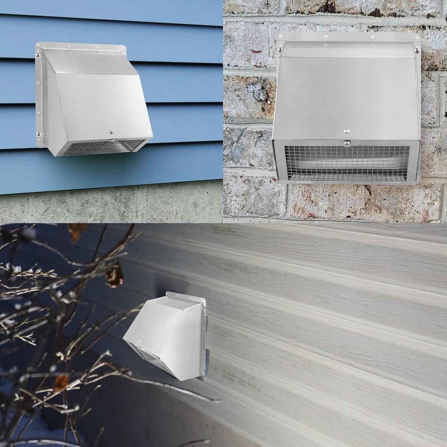 5-Inch Exterior Dryer Vent Cover with Screen & Damper - Galvanized Steel, Black