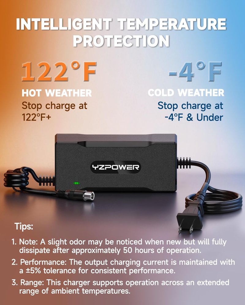 YZPOWER 42V 2A Scooter Charger for Segway Ninebot, Compatible with MAX G2 G30LP E2 Pro F65 F40 F30 D28 D40 ES2 ES4 E22 E45, Replacement Power Adapter for 36V Lithium Battery, RCA Round Charging Port