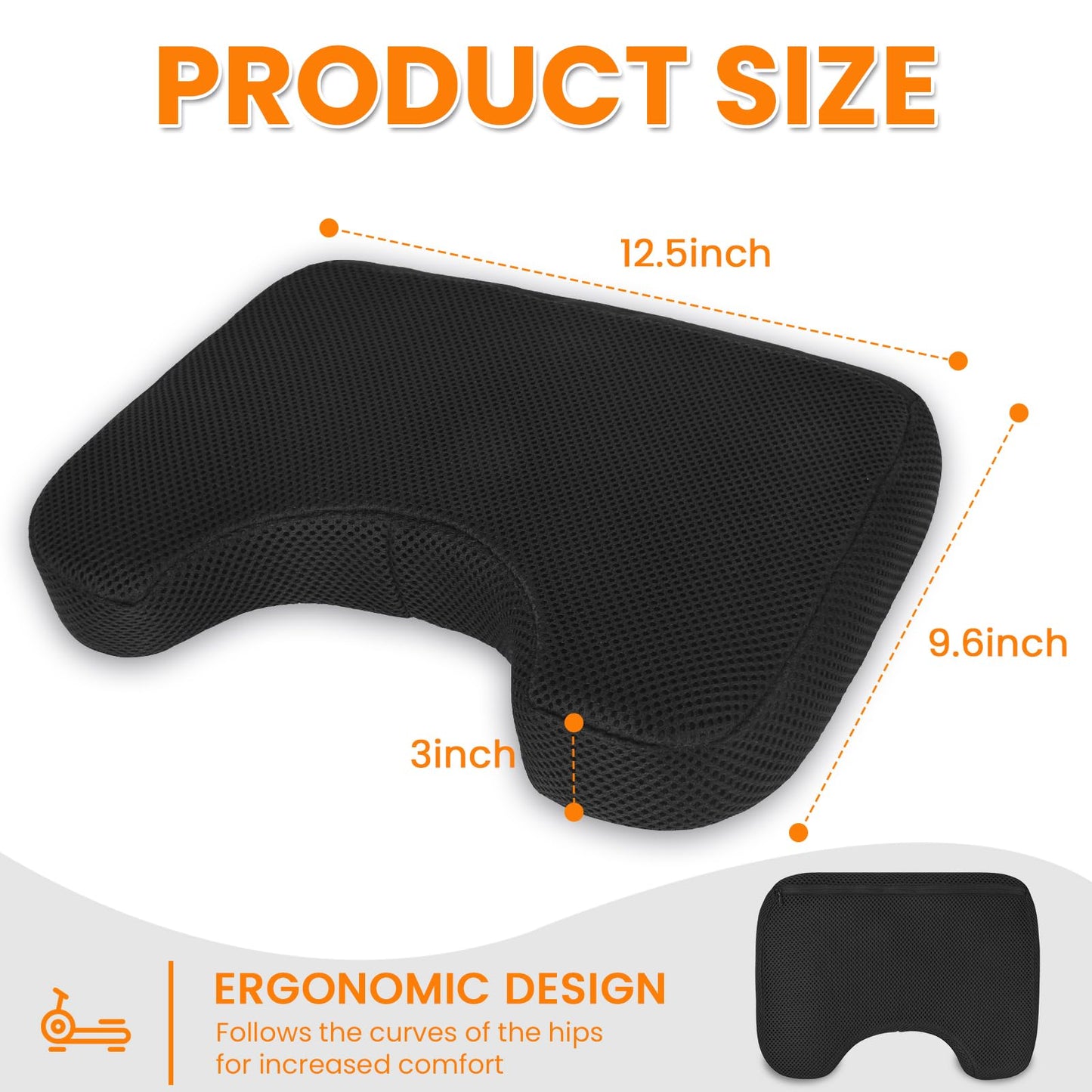 Rowing Machine Seat Cushion, Rowing Machine Seat Cushion Compatible with Concept 2 Rower, Hydrow, Peloton and More Rowing Machines, Concept 2 Rower Accessories(Black)