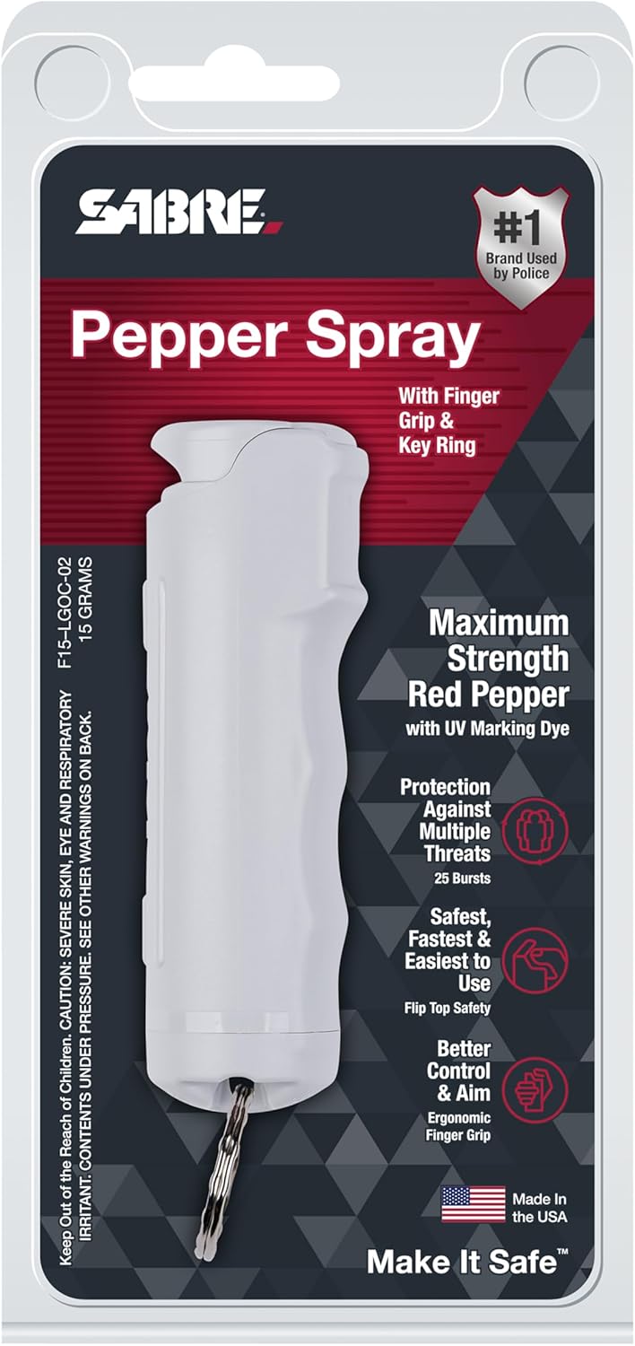 SABRE Pepper Spray - Maximum Strength OC Spray with UV Dye | Fast Flip Top Keychain, 0.54 fl oz