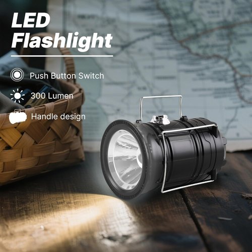 Lichamp Portable Solar Camping Lantern - USB Rechargeable LED Flashlight | 4-Pack Survival Kits for Emergencies