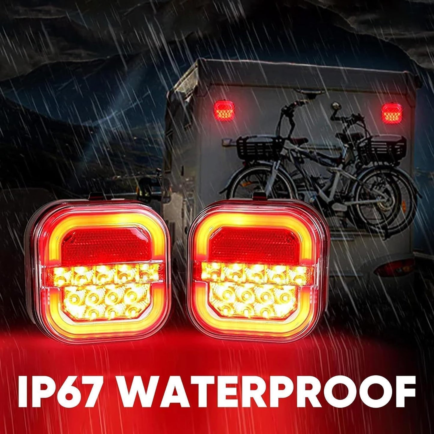 2025 Wireless Trailer Lights Kit, Magnetic Wireless Tail Lights Kit For Trailer, Wireless Tail Lights,Rechargeable Towing Light Kit With Powerful Suction Base For Trucks, Boat, Rv, Vehicle (1Set)