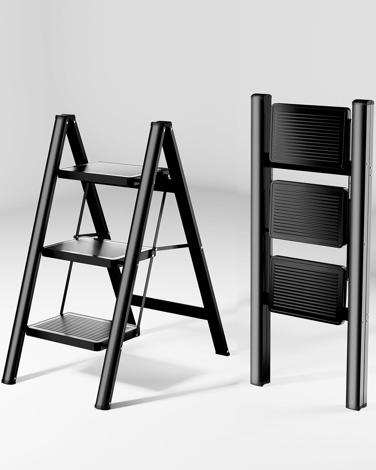 3-Step Folding Ladder - Sturdy 330 lbs Capacity Step Stool with Anti-Slip Pedals for Home & Office