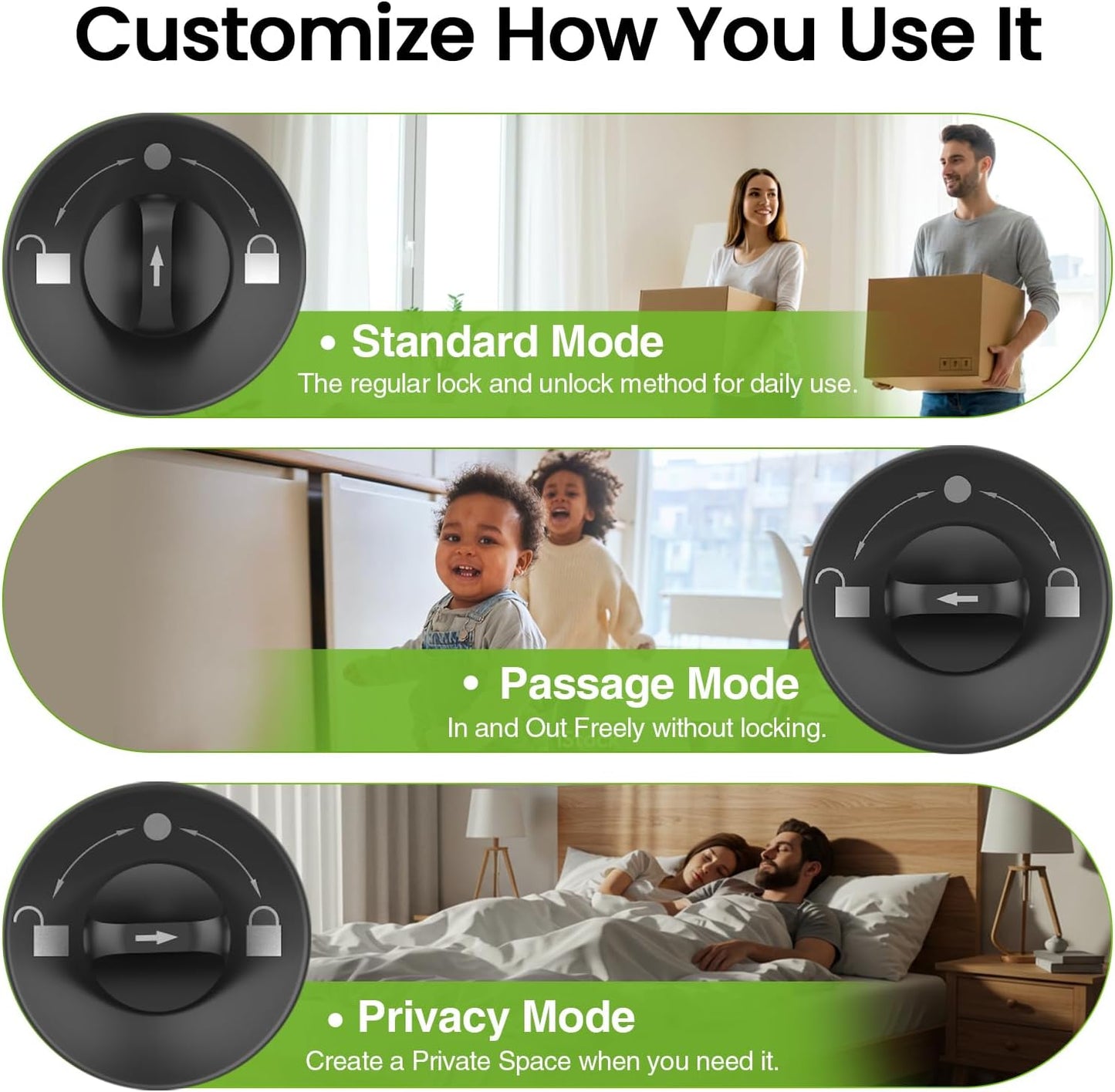 Smart Fingerprint Door Lock with App Control - 3-in-1 Biometric Knob for Home & Office