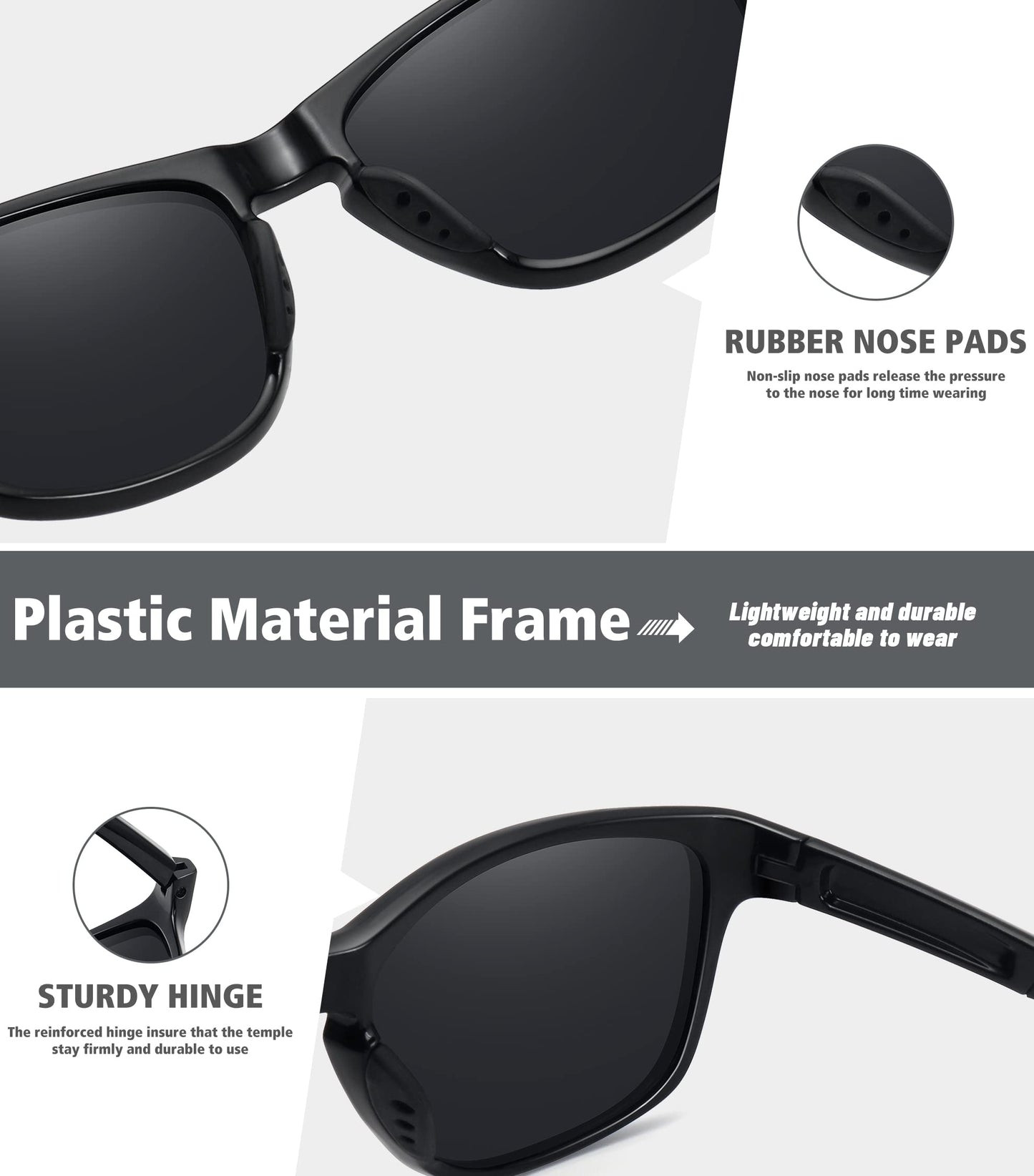 MEETSUN Polarized Sports Sunglasses for Women Men Driving Running Cycling Fishing Sun Glasses UV400 Protection Black Frame-Gray Lens