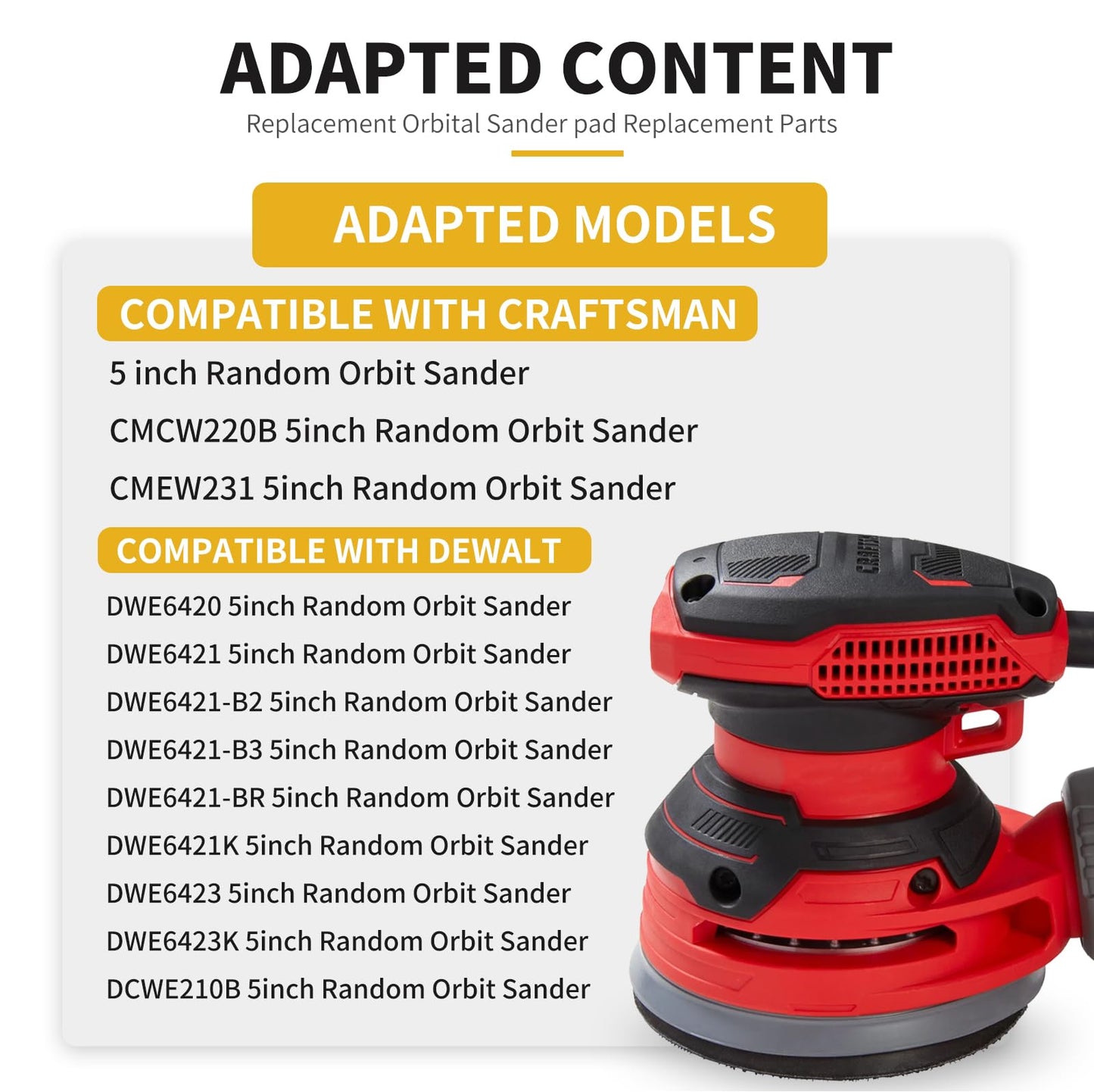 Gnellkoor Sander Pads Replacement for Craftsman, 2 Pack 5 inch 8 Hole Hook & Loop Orbital Sanding Metal Pads Compatible with Craftsman CMCW220B CMEW231 Random Orbital Sander
