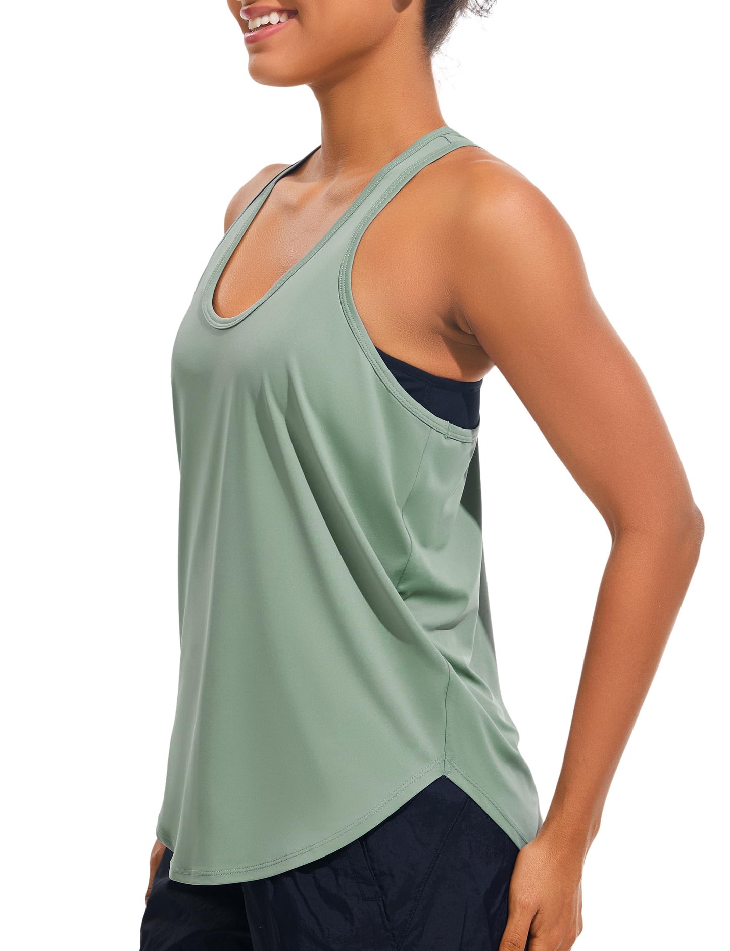 JOYSPELS Workout Tank Tops for Women, Ice Silk Quick Dry Athletic Running Shirts, Loose Fit Racerback Gym Tops