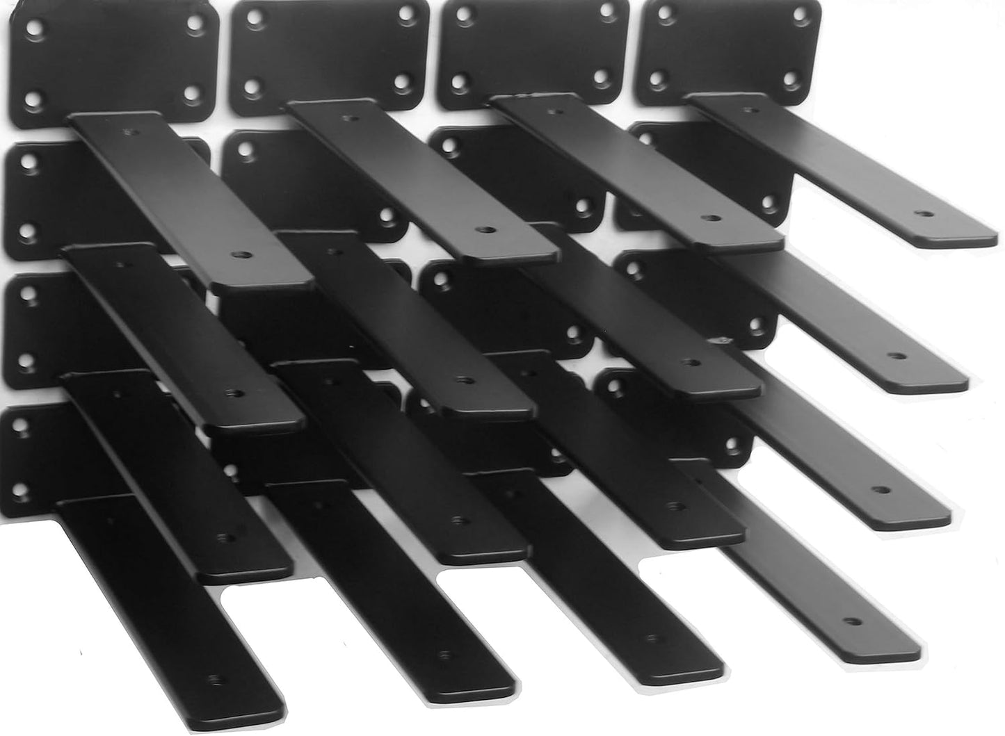 10-Inch Black Iron Floating Shelf Brackets - 12 Pack Rustic Industrial Support
