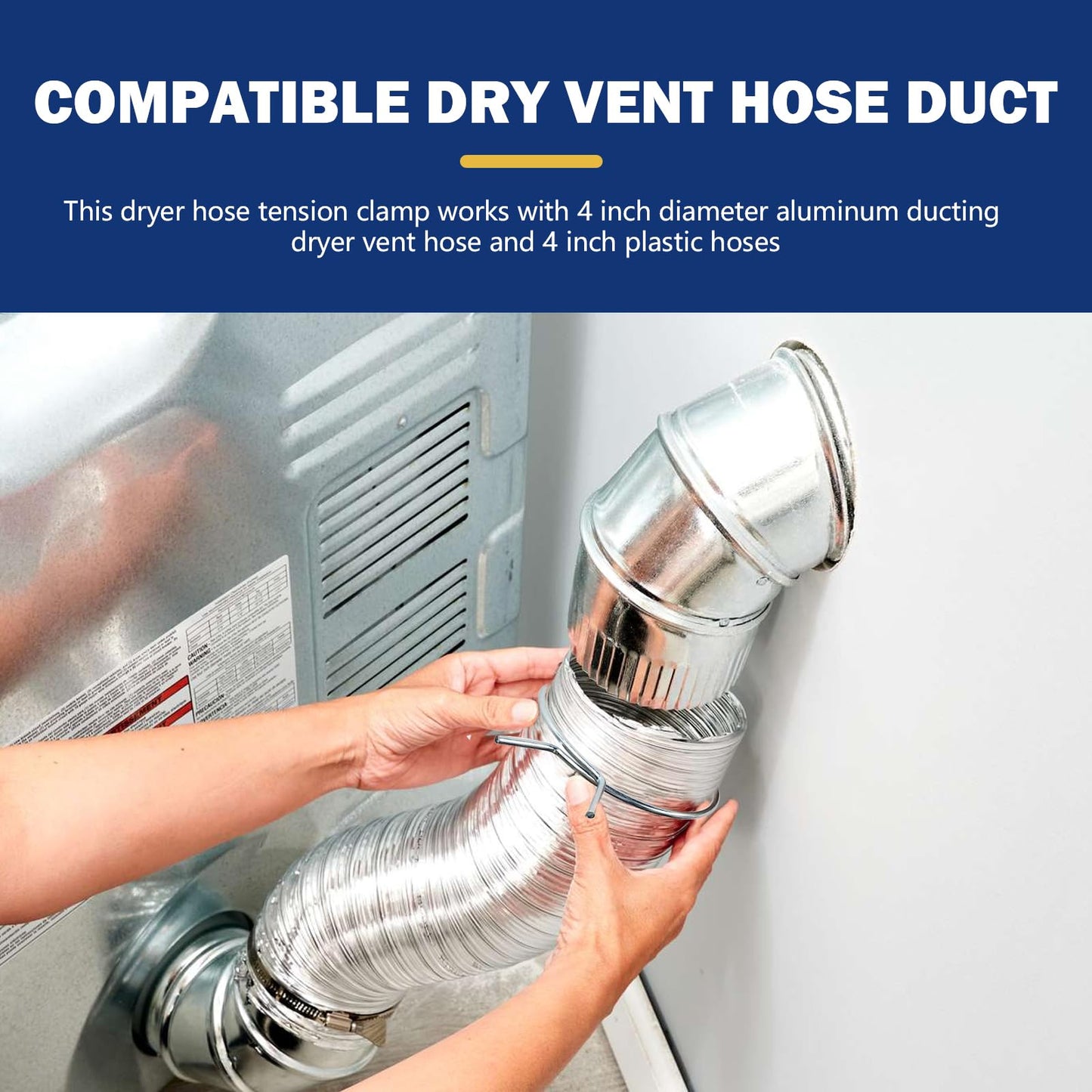 Dryer Vent Tube Tension Clamp 4 Inch, Dryer Tube Clamps Connect with 4 In Dryers Vent Hose, 4 Inch Diameter Quick Release Hose Duct Clip, 10 Pcs