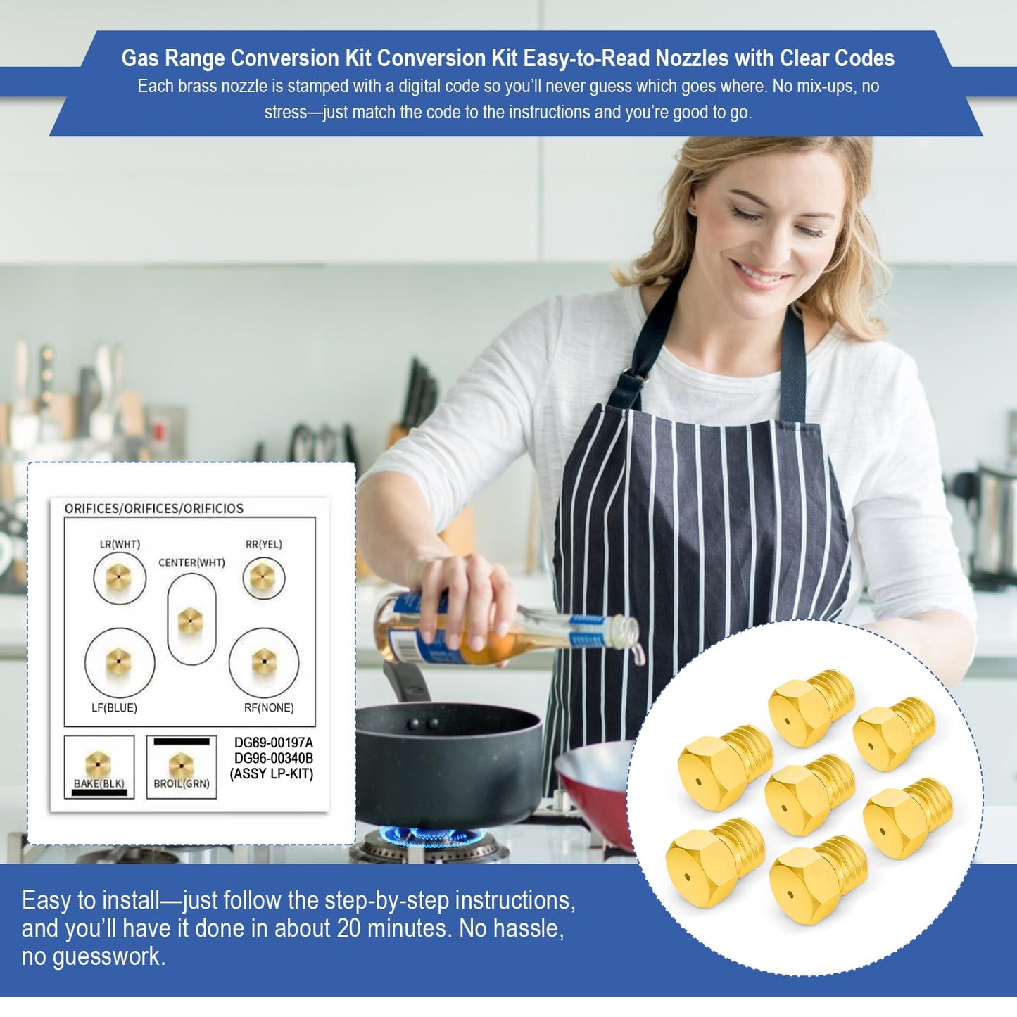 DG96-00340B/DG69-00197A LP Gas Conversion Kit for Sam-sung for Whirl-pool Ranges–Natural Gas to Propane LPG Conversion Kit,Replaces PD00033923, AP5917476,3447647,PS9606645,EAP9606645 Etc.