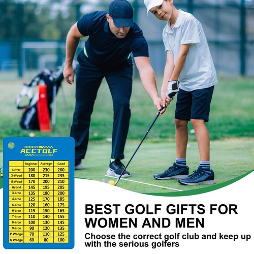 ACCTOLF Golf Club Range Chart, Golf Range Chart, Golf Club Distance Card with Carabiner Clip for Golf Bag, Water Resistant Golf Yardage Card for Seasoned Golfers, Average or Beginners