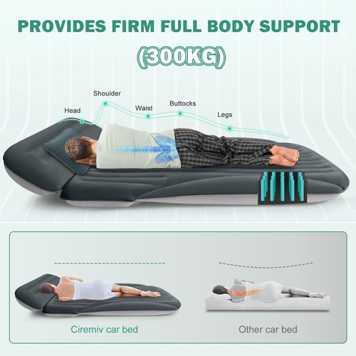 Ciremiv SUV Air Mattress with Double-Sided-Thick Flocked/with The Most Complete Sleeping Accessories/Car Mattress with Pump & Built-in Pillow/Car Air Mattress for Auto Camping,Road Trip