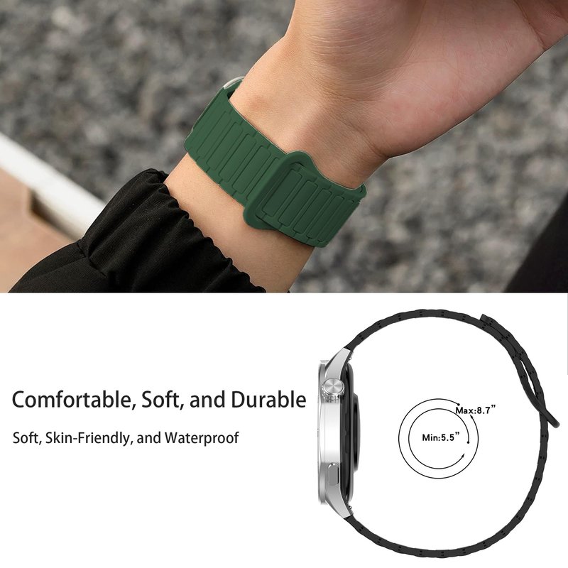 Compatible with Garmin Forerunner 570 bands, 20mm, 22mm Quick Release Silicone Sport Strap Replacement Watchband with Loop Design Compatible with Garmin Forerunner 570 42mm, 47mm, Forerunner 55, 165, 245, 255, 265, 645 (Green, 20mm size band)