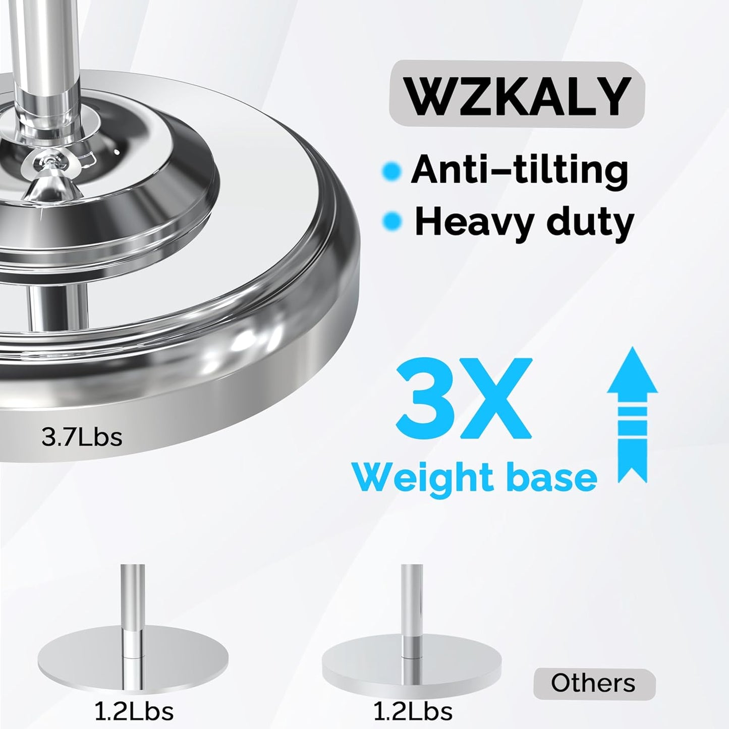 Brushed Nickel Free Standing Toilet Paper Holder with Pivoting Design & Weighted Base