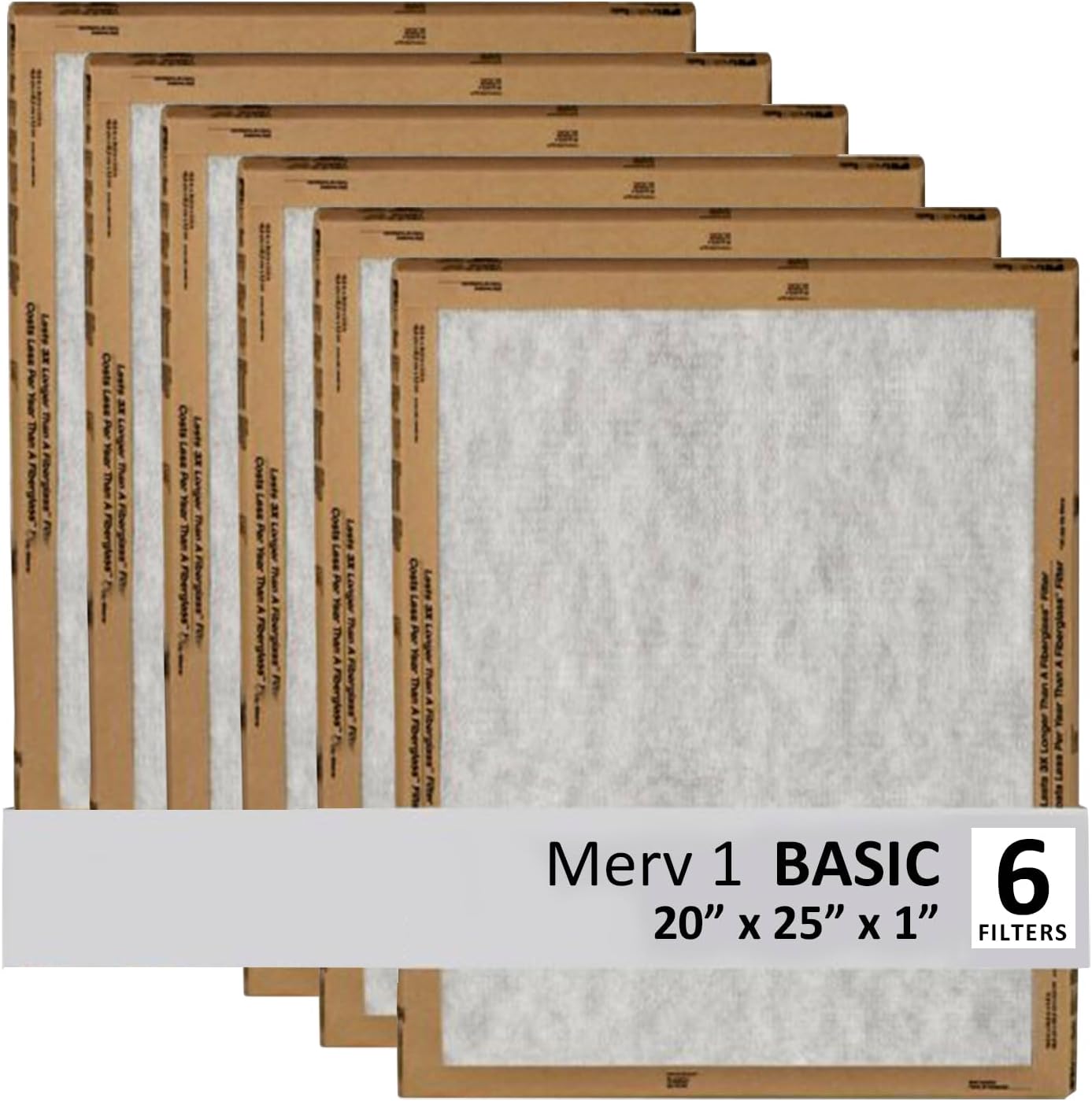 Filtrete 20x25x1 MERV 1 Air Filter Replacement - 6-Pack for HVAC & Furnace