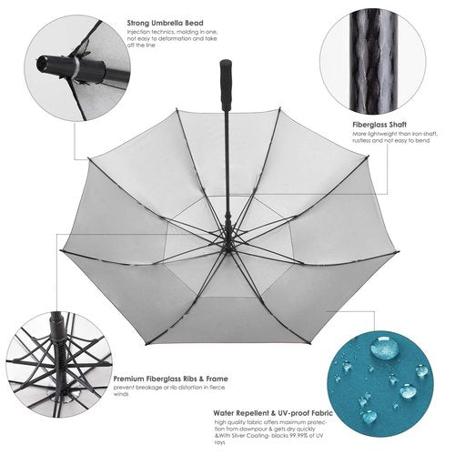ZEKAR 54/62/68 inch Rain/Sun Windproof Large UV Protection Golf Umbrella