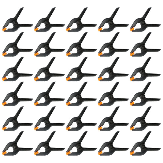 30 Pack 3.5 Inch Plastic Spring Clamps, Black Heavy Duty Clips, Spring Clamps for Backdrop Stand, Woodworking, Crafts, Photography, Banner, Balloon Arch Garland Clips, Small Clamp with Soft Tips