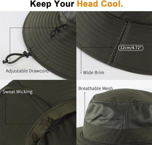 Home Prefer UPF50+ Men's Sun Hat - Wide Brim UV Protection for Fishing & Gardening | Foldable Design