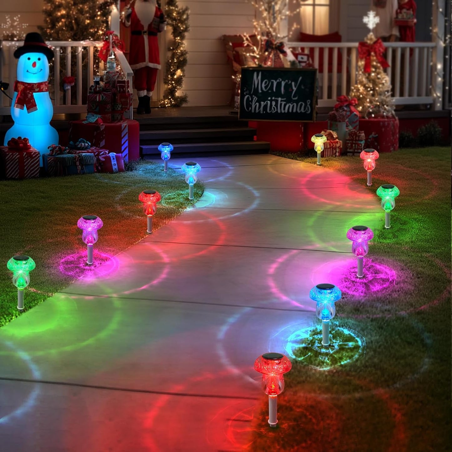 16 Pack Solar Powered Mushroom Lights - Waterproof LED Garden Pathway Lighting for Yard & Landscape Decor (Purple)