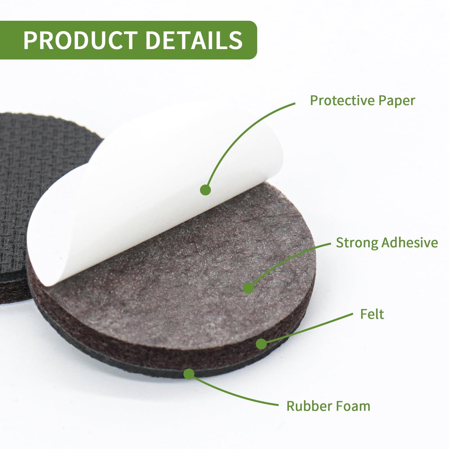 COVERCORNER Non Slip Furniture Pads 16 PCS 2'' Round - Anti Slip Furniture Pads - Self Adhesive Rubber Feet Furniture Feet - Chair Leg Floor Protectors - Keep Furniture in Place