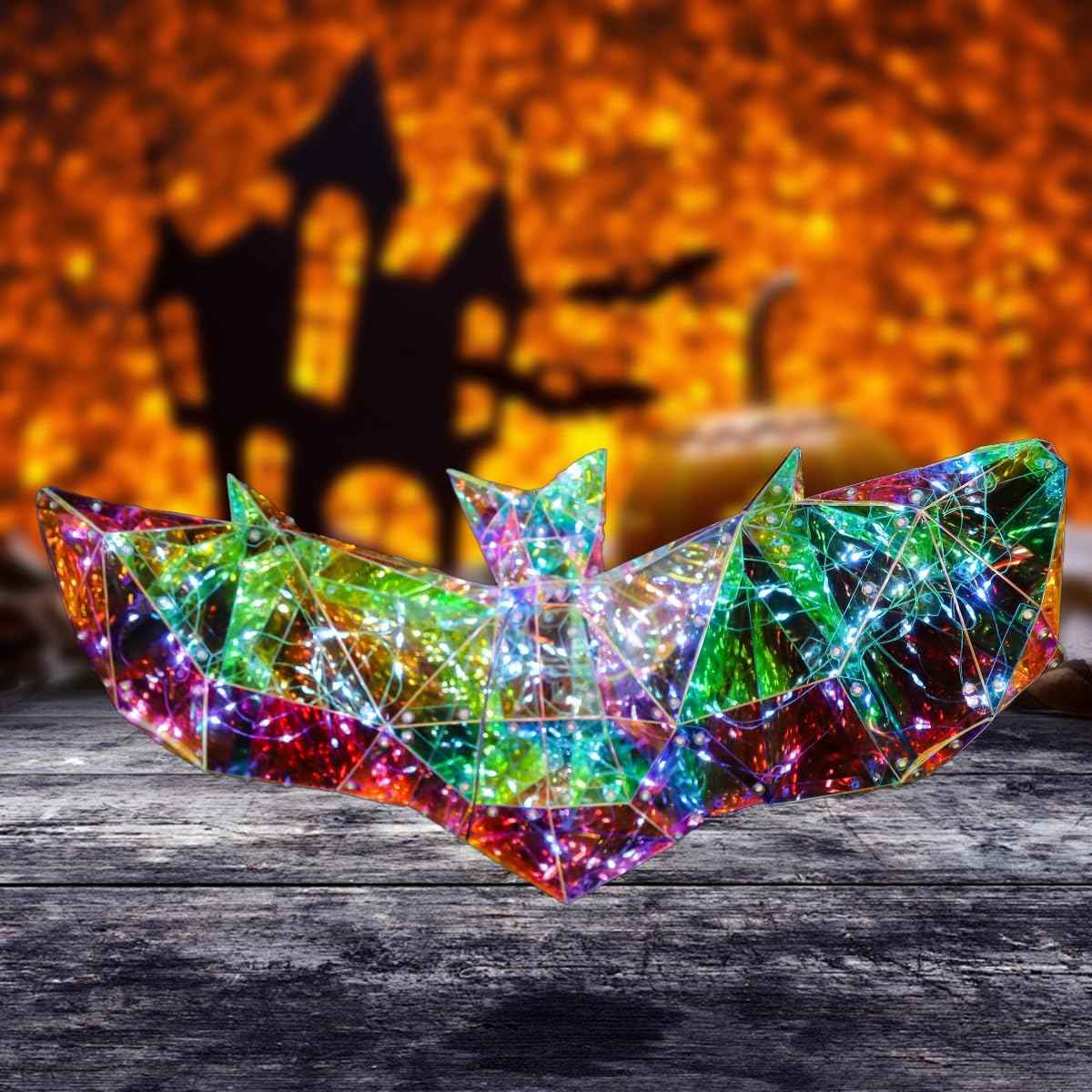Spooky Ghost LED Lights - 2 Pcs Prismatic Iridescent Halloween Decorations for Indoor Use