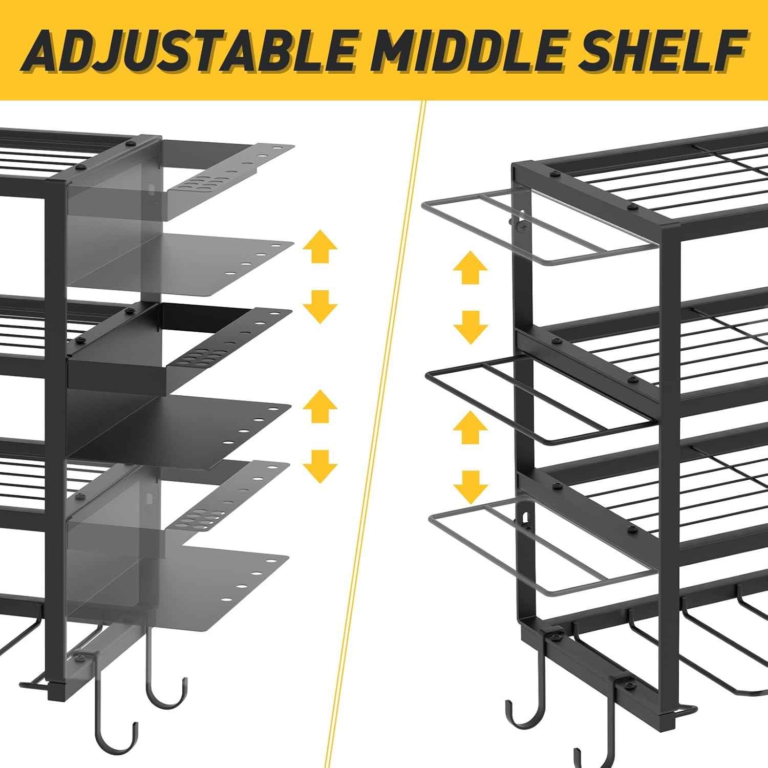 Heavy-Duty Wall-Mount Power Tool Organizer - 3 Extra Large Layers, 300lbs Capacity, 8 Cordless Drill Holders for Garage & Workshop