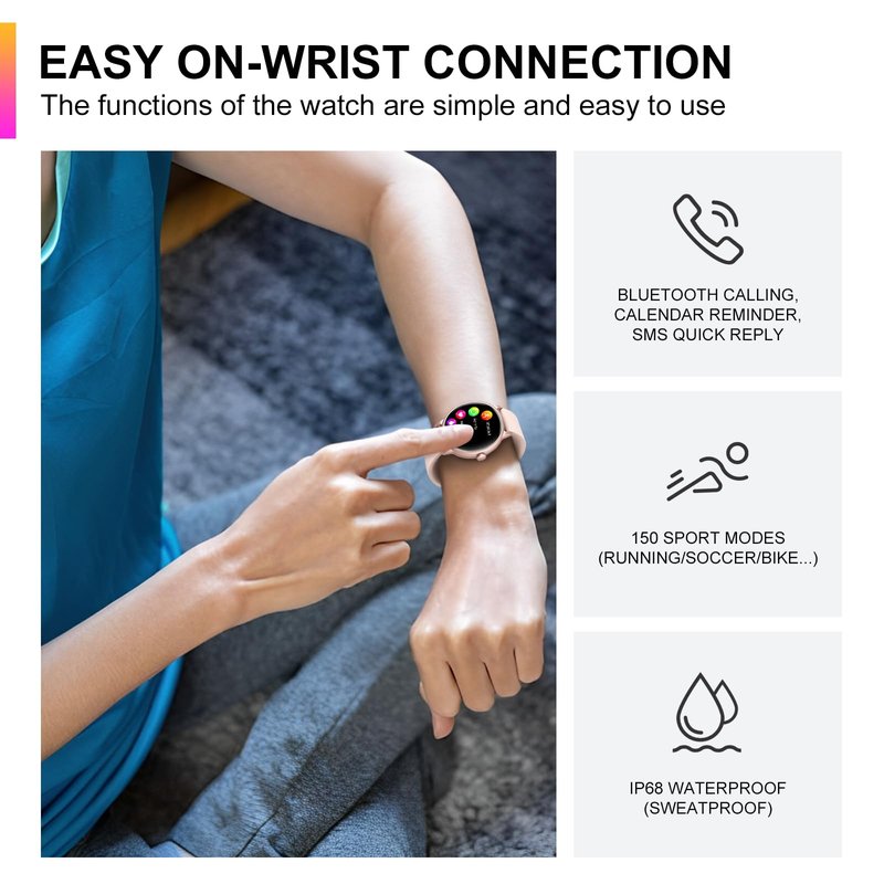 ZPPSNFIT Smart Watch, 1.43'' AMOLED Smart Watches for Men Women (Answer/Make Call), Fitness Tracker with Heart Rate/Sleep Monitor, IP68 Waterproof Activity Tracker, Pedometer for Android iOS