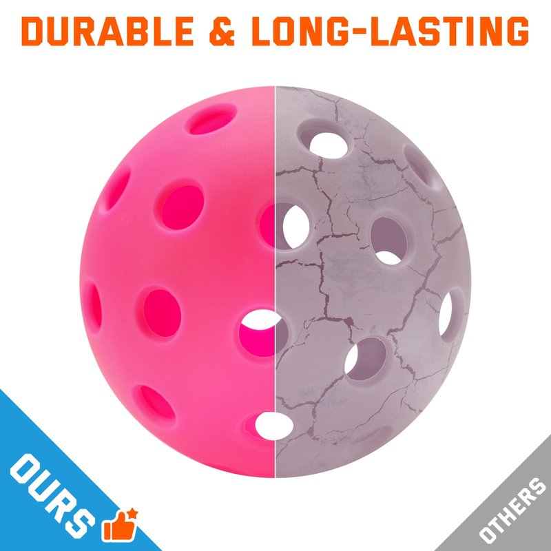 Sukeen Outdoor Pickleball Balls with Mesh Bag, 40 Holes Pickleballs Outdoor, High Bounce Pickle Balls for All Style Pickleball Paddles, Perfect Balanced Pickle Ball Rose Red 12 Pack