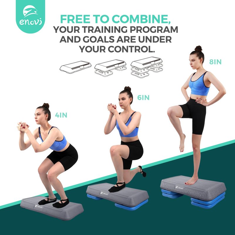 Enovi Exercise Step Aerobic Step Platform, Exercise Step Platform, Step Up Exercise Platform (Gray)