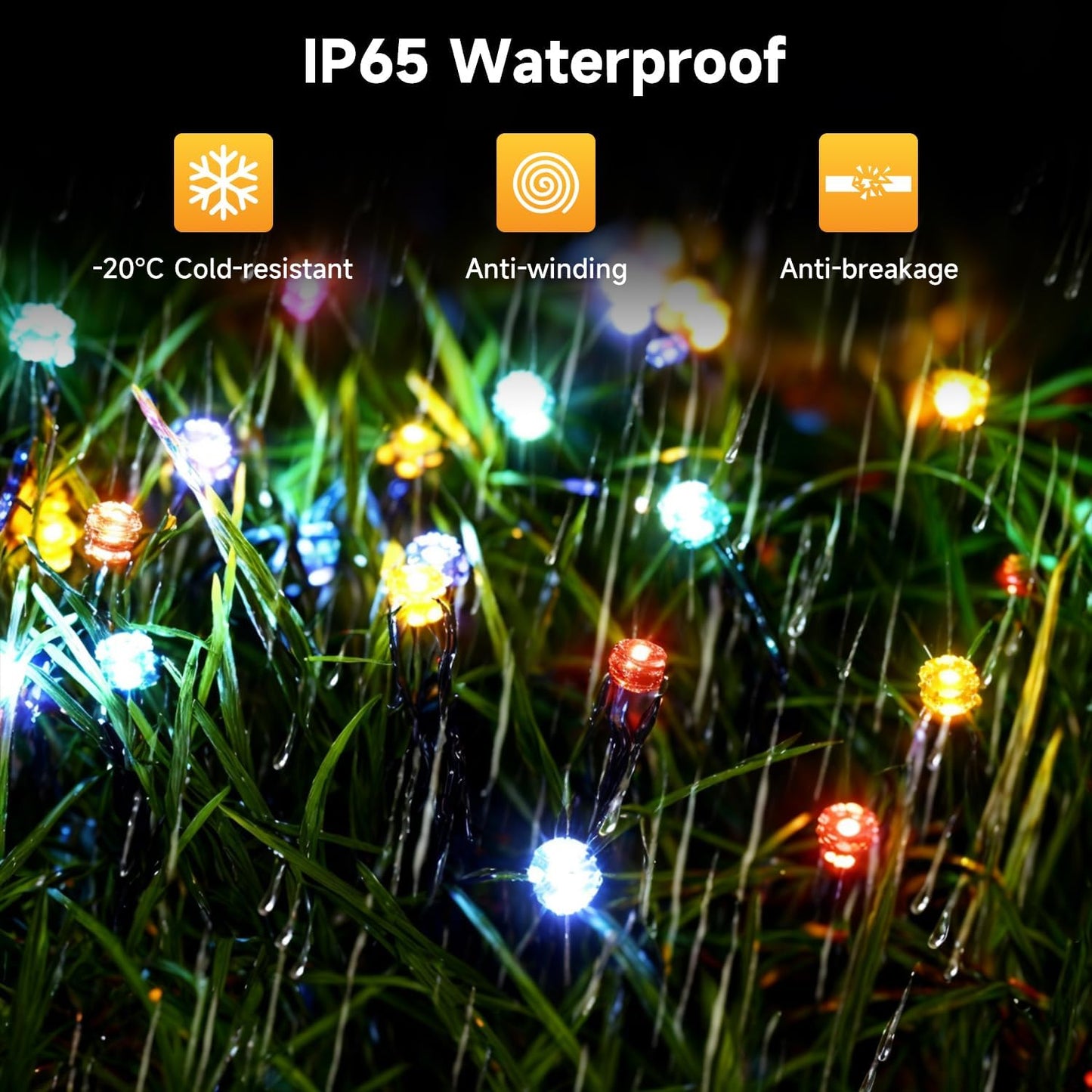 Electight Solar Fairy Lights Outdoor, 66FT 200 LEDs Solar Powered String Lights with 8 Lighting Modes, Waterproof Solar Fairy String Lights for Outside, Christmas, Holiday (Multicolor)
