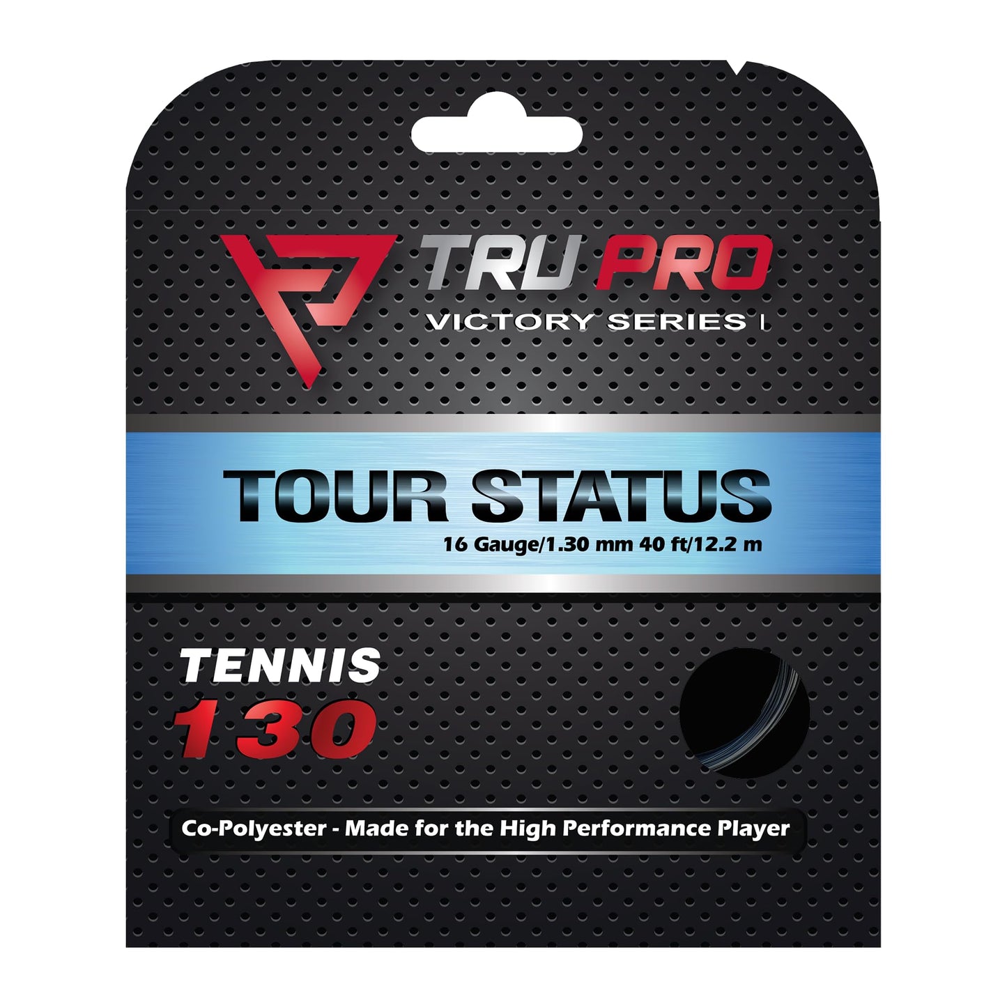 Tier One Sports TRU PRO Tour Status - Tennis String Set (Poly): for the Competitive Tennis Player (16g (1.30 mm), 12.2 m, Black)