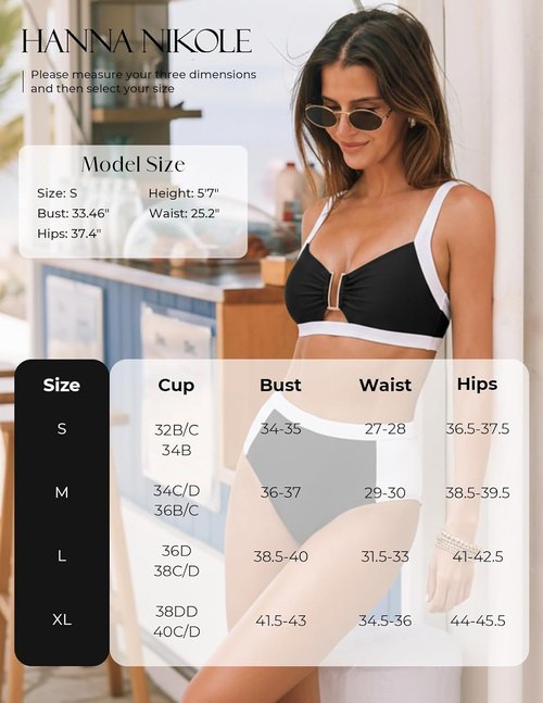 Hanna Nikole Womens High Waisted Bikini Sets, Slimming Modest Tummy Control Swimsuits, Cutout Crisscross Curvy Swimwear