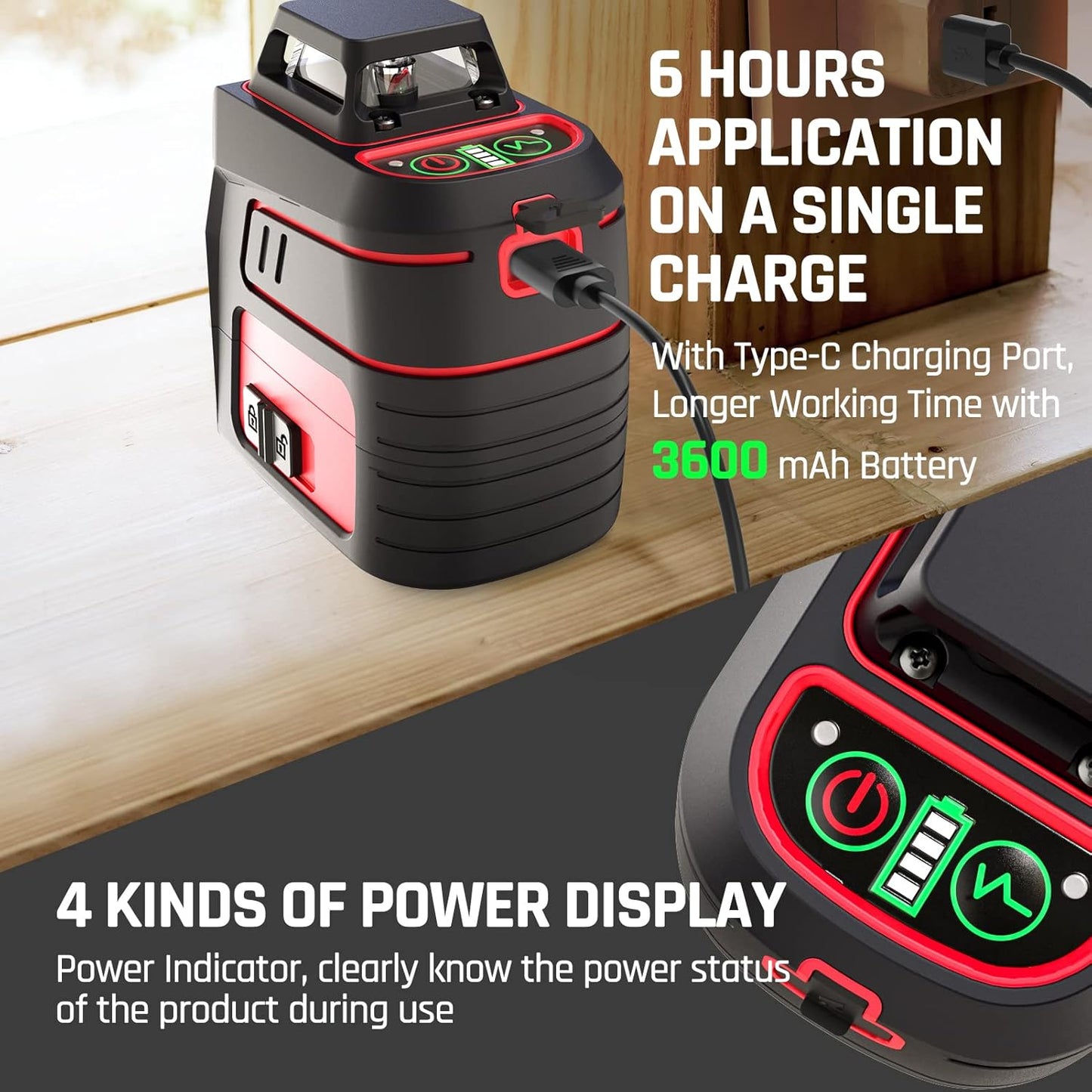 100ft Green Cross Line Laser Level with Tripod - Self-Leveling, 4 Brightness Modes, IP54 Waterproof & Carrying Bag