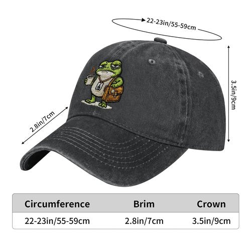 DEKIFNHG Tired Frog Baseball Cap for Men Women, Funny Adjustable Cotton Embroidered Dad Hat