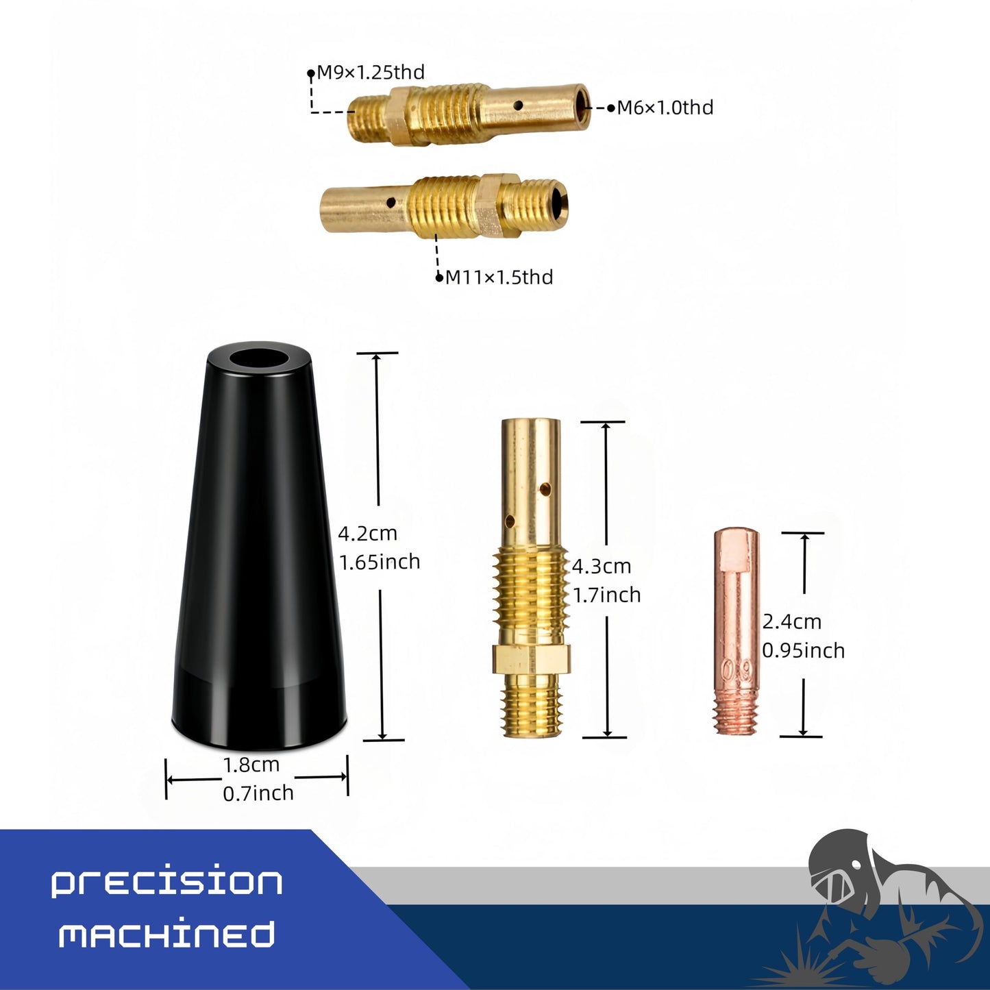 TimelyDu 24PCS Flux Core Gasless Nozzle Welding Kit Flux Core Gasless Nozzle Contact Tips Replacement MIG Welder Accessories,Compatible with Lincoln,Eastwood and more (.030" & .035")