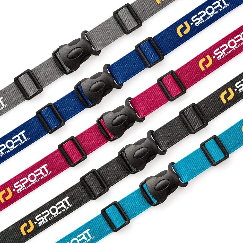 RJ-Sport Race Number Belt - Triathlon Bib Holder with 6 Gel Loops for Running & Cycling