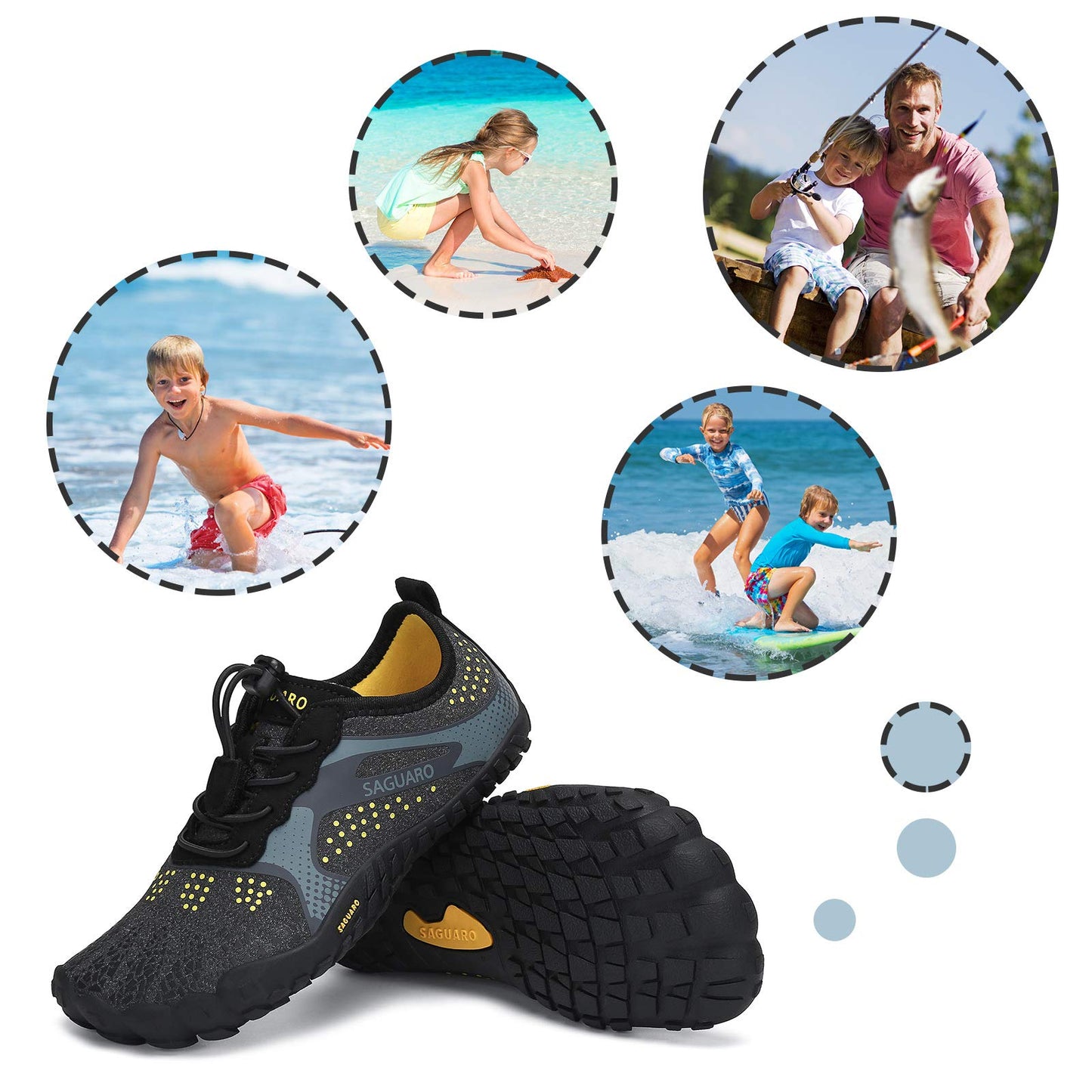 SAGUARO Kids' Barefoot Shoes Boys Girls Quick Dry Aqua Athletic Sneakers Lightweight Sport Footwear Toddler Water Shoes Black/Grey 10 Toddler
