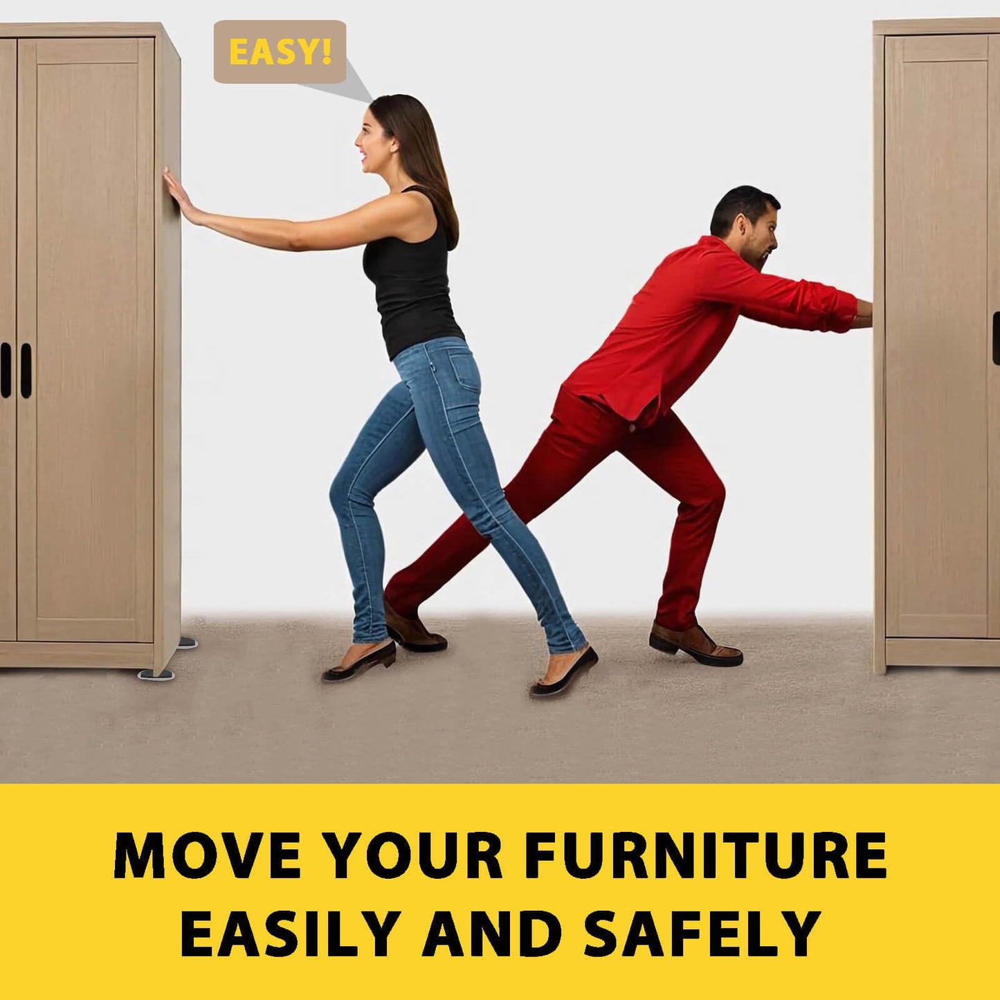 8 Pieces Furniture Sliders, 9 1/2" Sliders for Carpet Hardwood Floors Large Heavy Furniture, Reusable Heavy-Duty Gliders Movers Plastic Moving Pads Protectors (8 PCS 9 1/2" Beige)