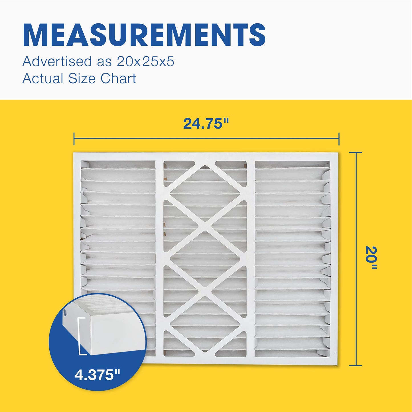 Aerostar 20x25x5 MERV 11 - 2 Count - Pleated HVAC, Furnace & Air Conditioner Filters - Removes Dust, Cold & Flu Germs, Lint, Mold, Pet Dander, Allergy-Causing Pollen, Smog & Smoke