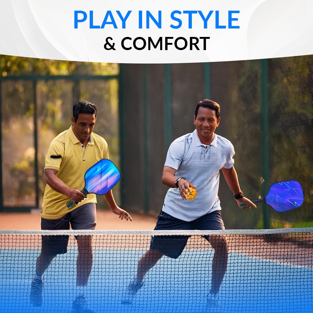 PICKYBALL-Pickleball Paddle Set of 4 USAPA Approved with Fiberglass Surface - Set with 6 Pickle Ball, Pickle Ball Set Grip, Bag, Cooling Towels- Pickleball Set of 4 with Accessories