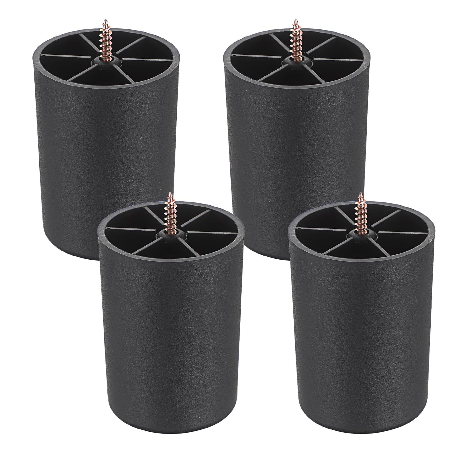 OwnMy 4PCS 3 Inch Plastic Furniture Legs Screw-in Plastic Sofa Legs Couch Legs Couch Feet Replacement Kit, Black Round Chair Legs for Coffee Table Cabinet Bed Risers