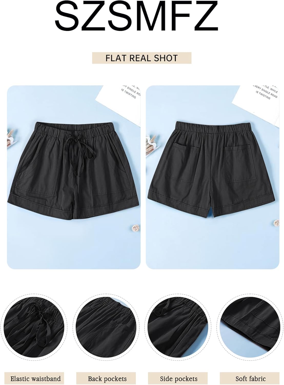 Skiennix Women's Lightweight Athletic Shorts - Comfy Elastic Waist Drawstring Design with Pockets