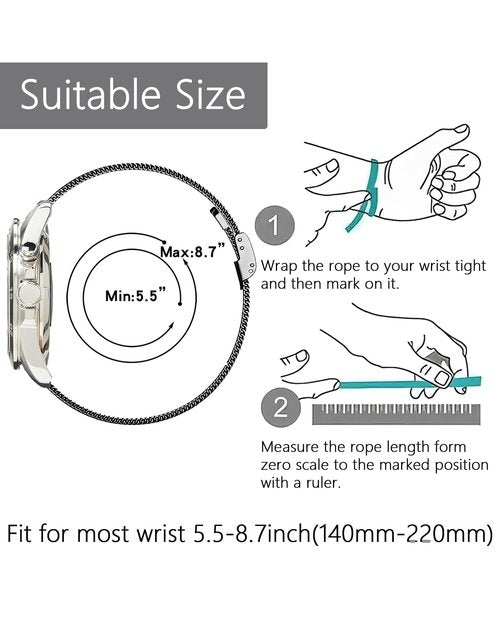 Gittos Metal Strap 22mm Compatible with Amazfit Balance/Bip 6/Bip 5/Stratos 2/2S/3/Pace Replacement Band Stainless Steel for Amazfit GTR 4/GTR4 Pro/GTR 3/GTR3 Pro/GTR 2/GTR 2e/GTR 47mm for Women Men