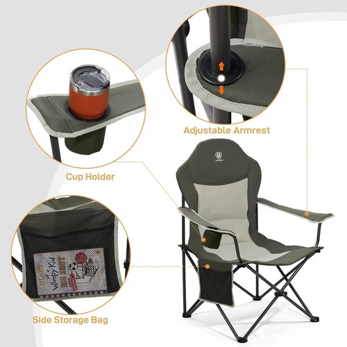 Ever Advanced Camping Chairs - Durable Folding Lawn Chairs for Adults | Supports 400lbs - Green 2 Pack