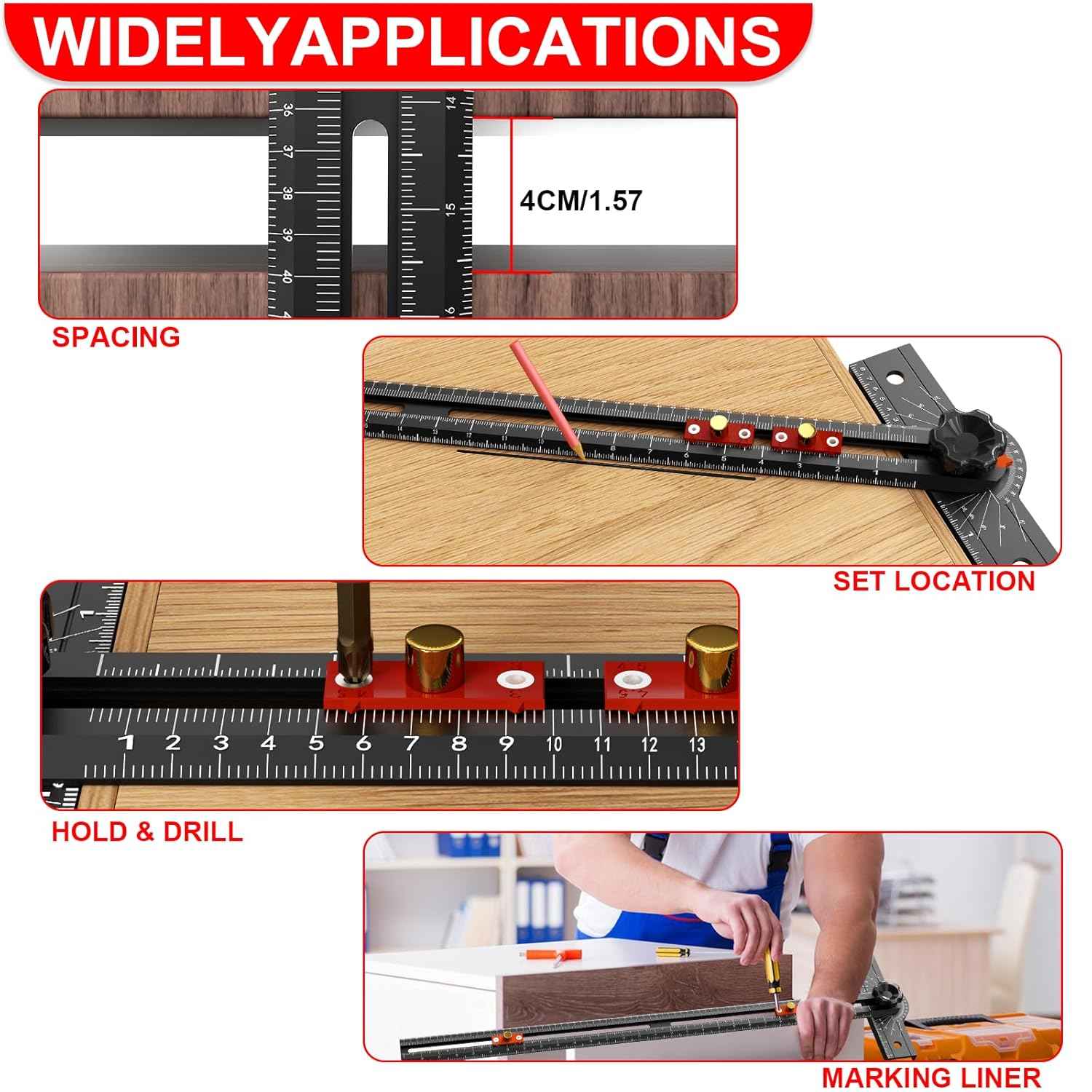 29-Inch Adjustable Woodworking T Square Ruler - Precision Angle Measurement Tool for Carpentry & Drafting