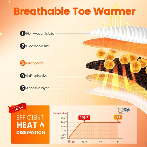 Toe Warmer - Hand and Foot Warmers 100 Pair, Long-Lasting Up to 8 Hours Feet Warmers Disposable with Adhesive, Ultra Thin Safe Toe Warmers for Feet, Winter for Women Men Mom Dad